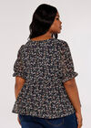Curve Floral Ruffle Tiered Top, Navy, large