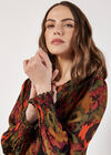 Ikat Chiffon Smocked Midi Dress, Khaki, large