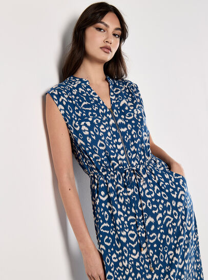 Animal Print Cotton Midi Dress
