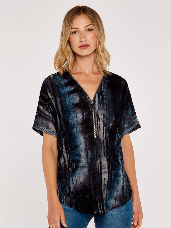 Burn Out Zip Top, Blue, large