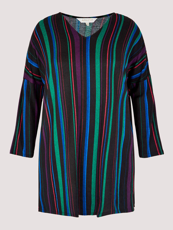 Curve Soft Touch Stripe Top, Black, large