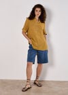 Slub Shimmer Relaxed Blouse, Mustard, large