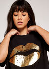 Glam Iridescent Lips T-Shirt, Black, large