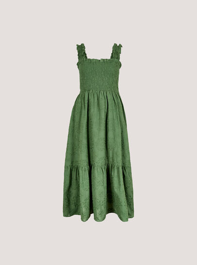 Broderie Anglaise Milkmaid Midi Dress