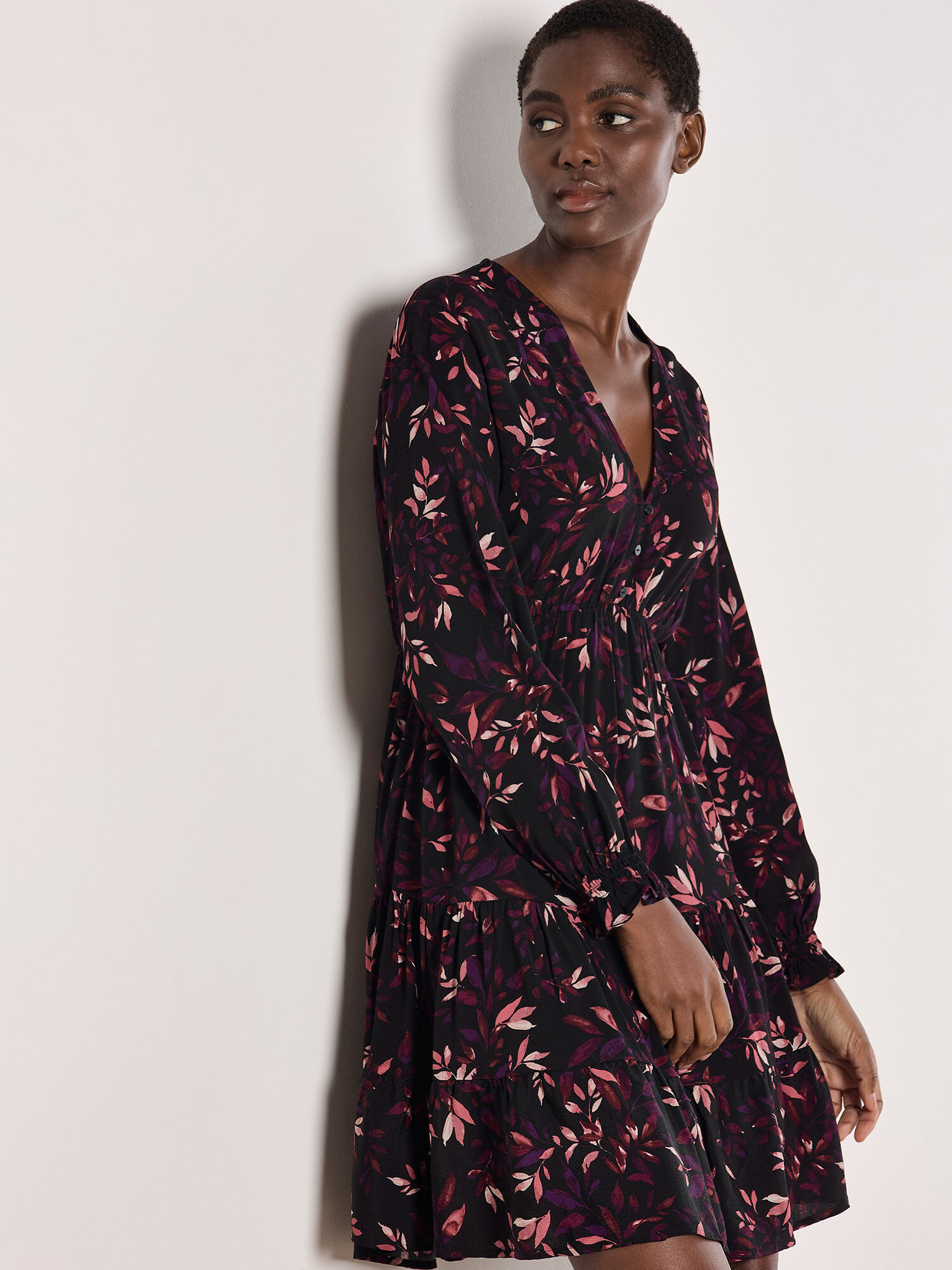 Leaf Print Mini Dress | Apricot Clothing