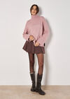 Chunky Marl Turtleneck Jumper, Pink, large