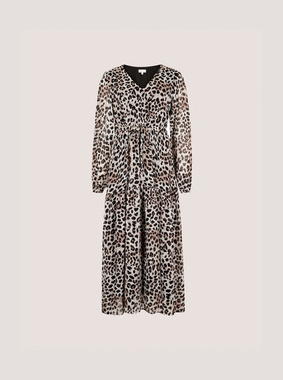 Shimmer Leopard Chiffon Midi Dress