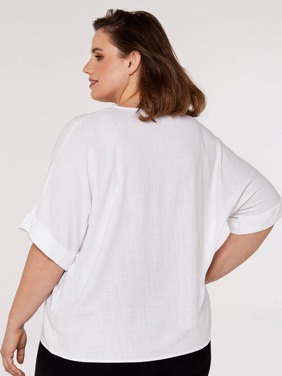 Curve Textured Top, White, large