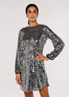 Sequin Shift  Mini Dress, Light Grey / Silver, large
