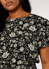 Curve Floral Mini Dress, Black, large
