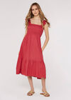 Linen Midi Dress, Pink, large