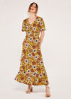 Floral Angel Sleeve Dress, Yellow, large