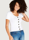 Button Down Ribbed Top, Cream, large