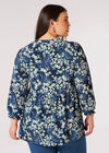 Curve Floral Swirl Blouse, Navy, large