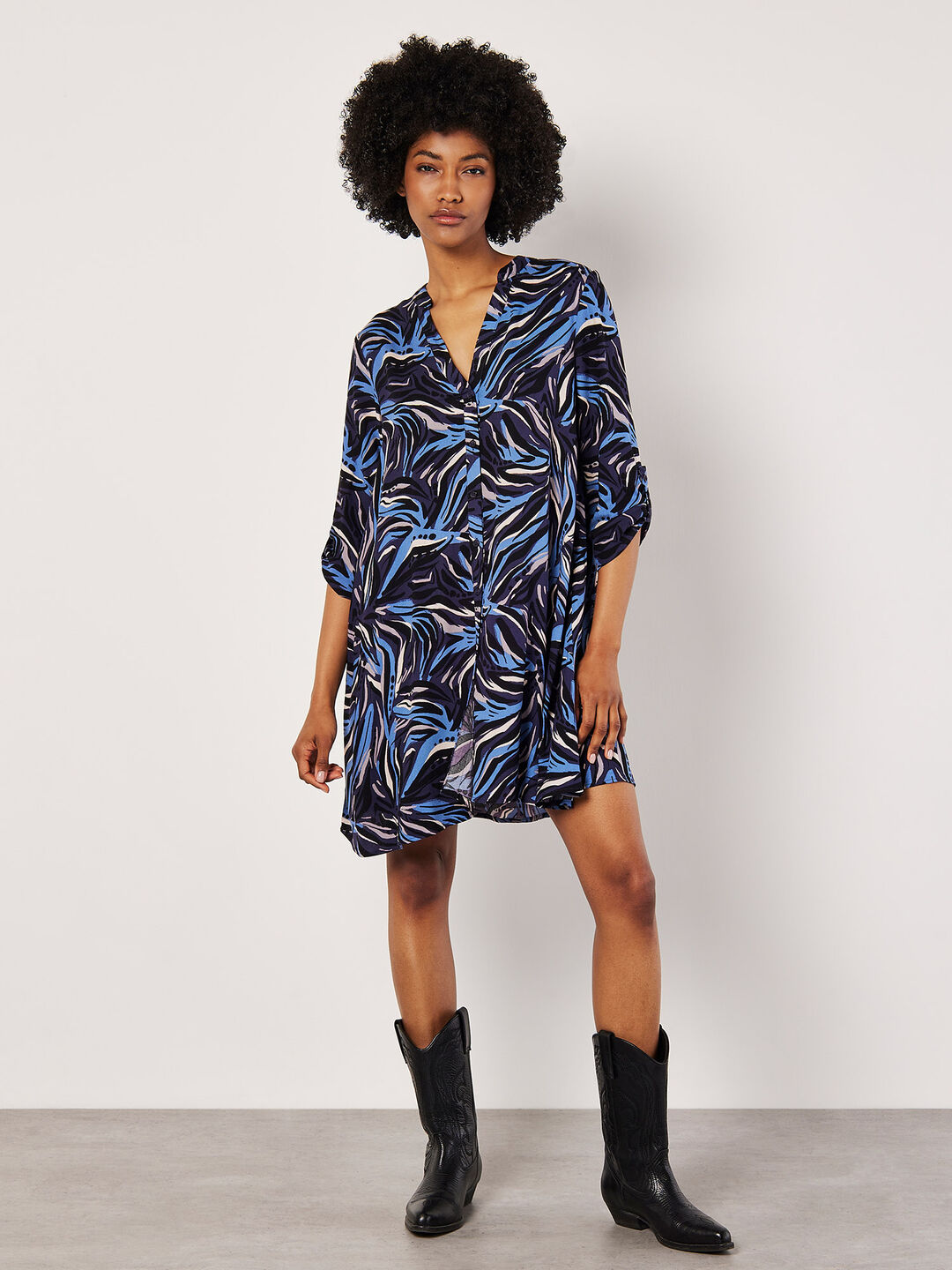 Image of Abstract Swirl Shirt Mini Dress