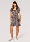 Ditsy Floral Milkmaid Mini Dress, Navy, large