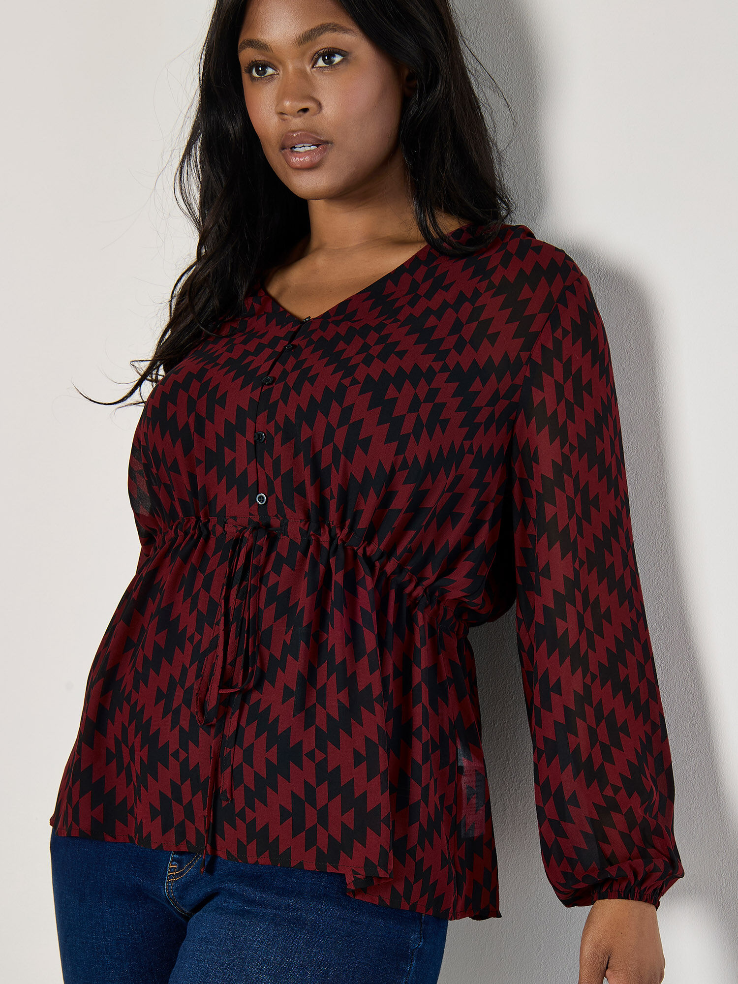 Burgundy chiffon blouse 2025