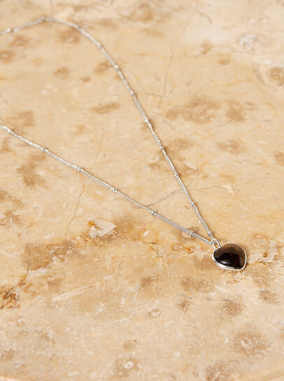 Silver Heart Stone Necklace
