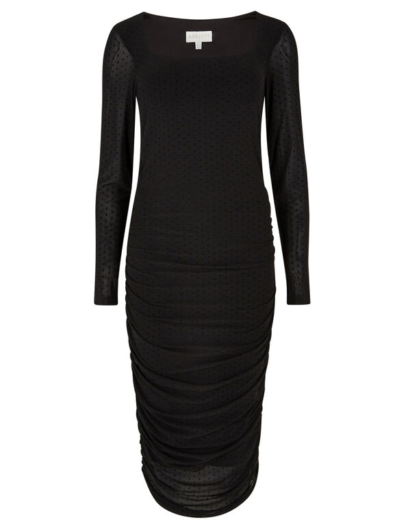 Micro Dot  Bodycon Dress, Black, large