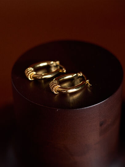 Gold Tone Oval Hoop Earrings