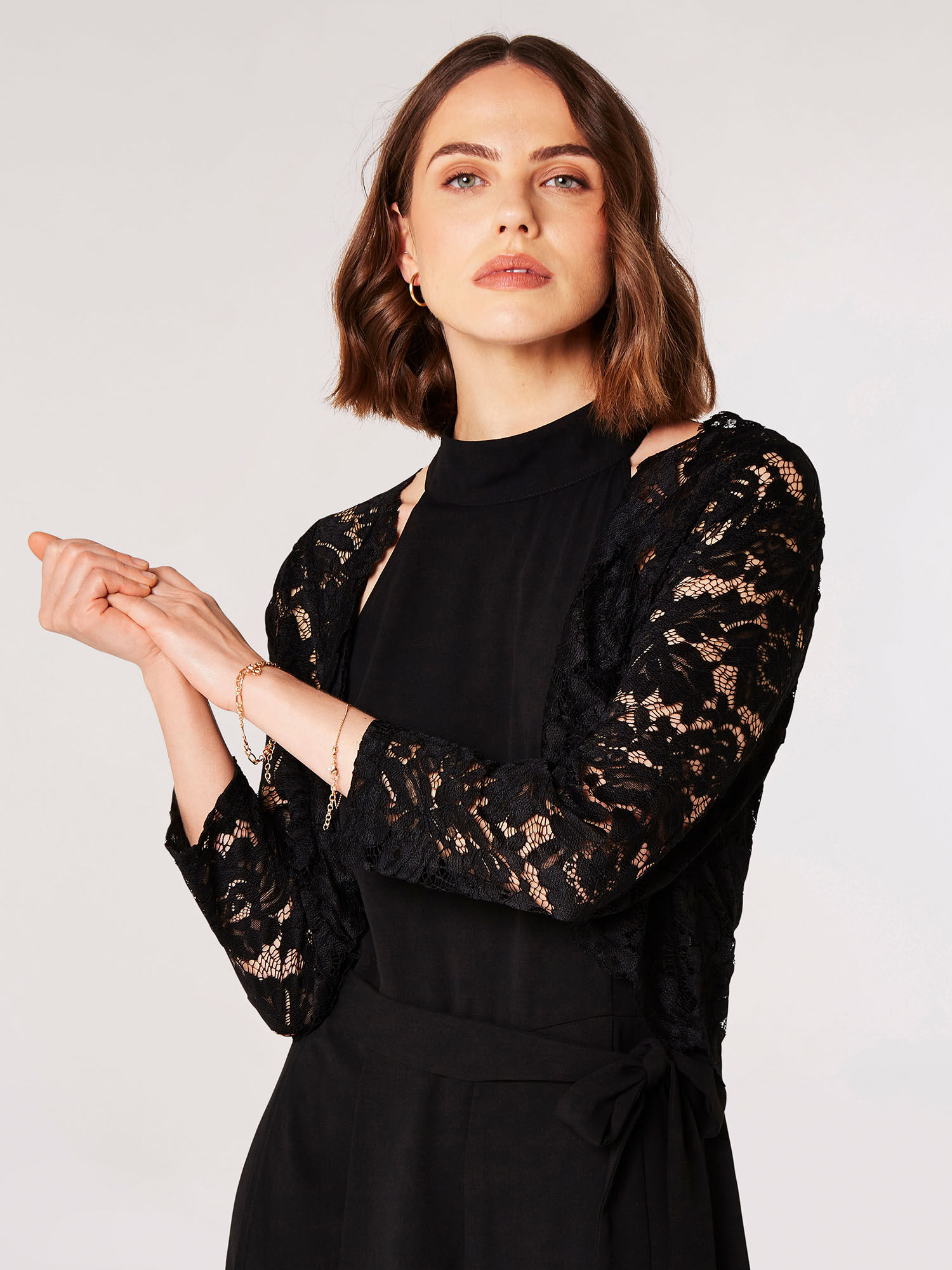 Black lace bolero long sleeve hot sale
