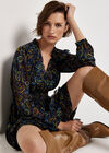 Paisley Ruffle Mini Dress , Navy, large