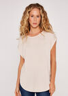 Turn Up Sleeve Top, Stone, large