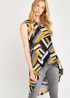 Navy Stripe Mesh Vest Top, Navy, large
