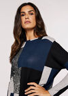 Colourblock Oversized Top, Navy, large