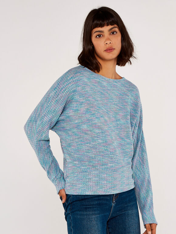 Ripple Waffle Top, Blue, large
