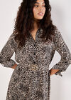 Animal Print Crepe Shirt Mini Dress, Stone, large