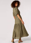 Gold Foil Tier Maxi Dress, Khaki, large