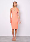 Bodycon Bandage Midi Dress, Coral, large