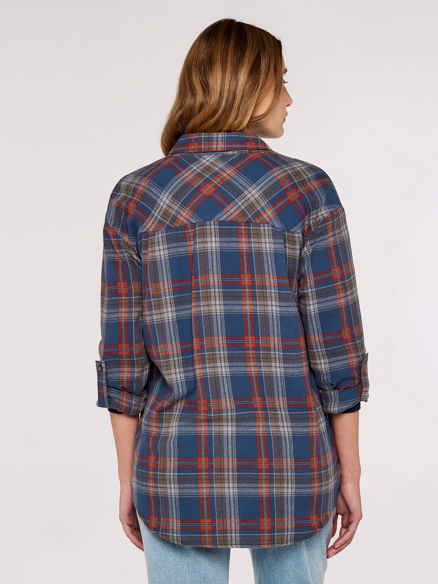 Checked Cotton Flannel Shirt Apricot Clothing