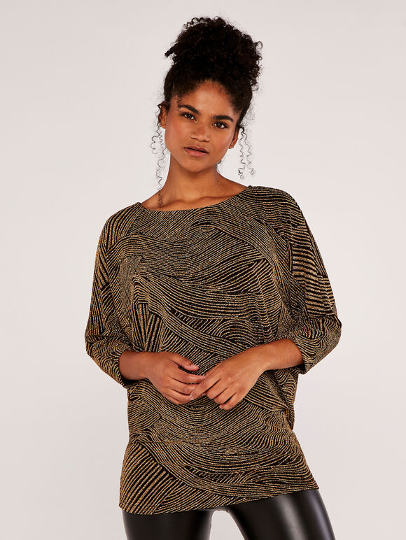 Lurex Swirls Top, Stone, large