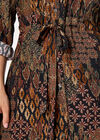 Patchwork Ikat Shirt Mini Dress, Black, large