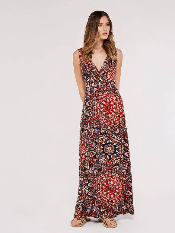 Mandala Maxi Dress, Red, large