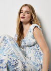 Floral Smocked Midi Dress, Cream, large