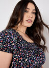 Garden Floral Milkmaid Midi Dress, Navy, large
