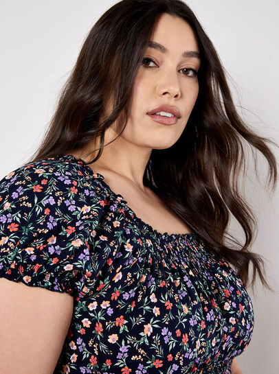 Garden Floral Milkmaid Midi Dress