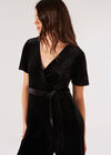 Velvet Wrap Culotte Jumpsuit, Black, large