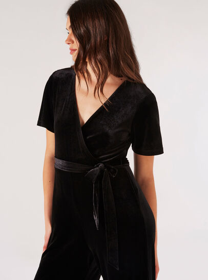 Velvet Wrap Jumpsuit