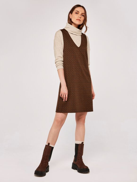 Arrow Pinafore Dress, Rust, large