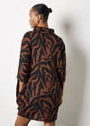 Zebra Print Cocoon Mini Dress, Rust, large