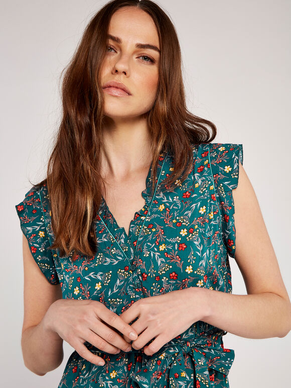 Buttercup Floral Midi Dress, Green, large