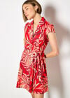 Tropical Leaf Shirt Mini Dress, Red, large