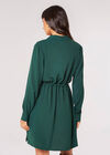 Drawstring Shirt Mini Dress, Green, large