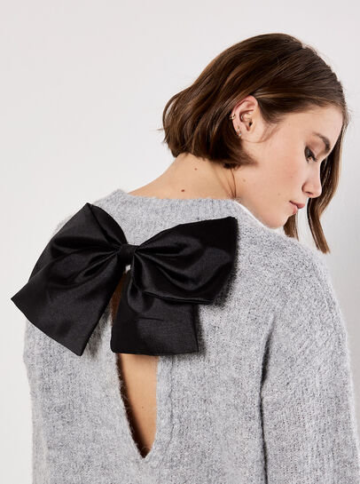 Bow Back Shimmer Fluffy Jumper