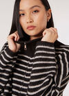 Stripe Knitted Longline Jumper, Black, large