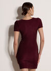 Metallic Bodycon Wrap Mini Dress, Plum, large